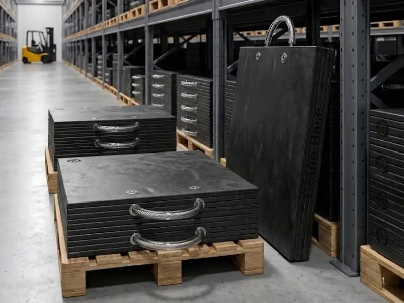 Multiple outrigger pads in warehouse